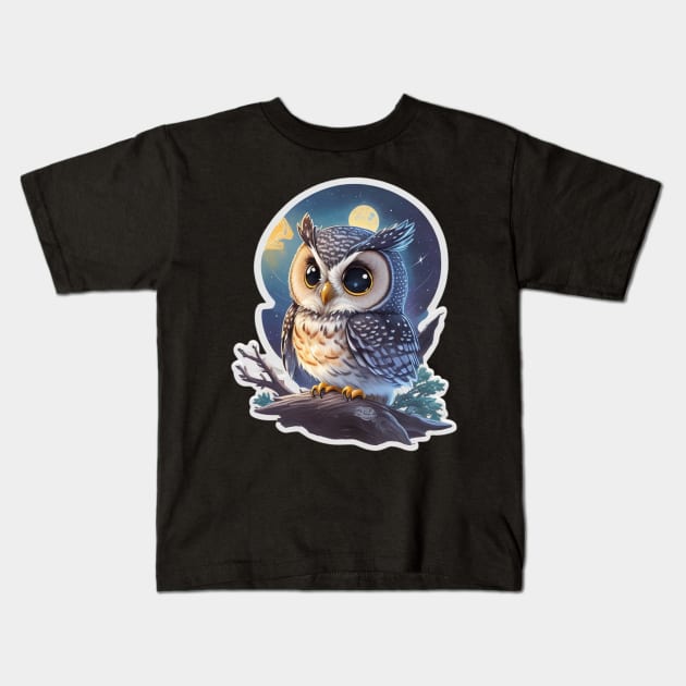 The Owl In The Moonlight Kids T-Shirt by Daniel99K